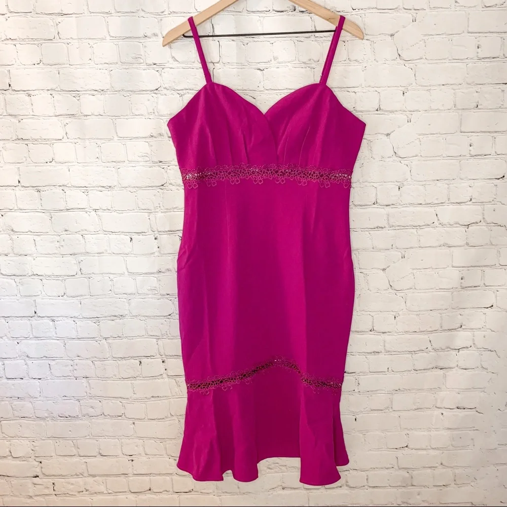 Foxiedox Iris Lace Inset Cocktail Sheath Dress Purple Size Large NWT - Picture 8 of 15